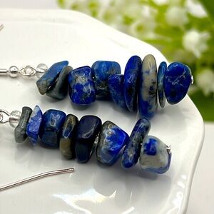 Semi Precious Lapis Chip Earrings.